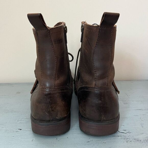 Lavorazione Artigiana Brown Leather Rally Lace Up Buckle Boots | Size 9 main image 5